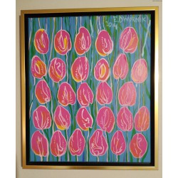 Edward Dwurnik - Tulipany różowe - akryl, płótno - 2014 r.