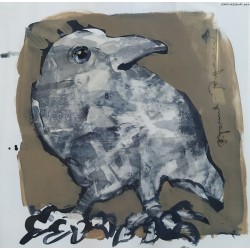 Bogumiła Twardowska-Rogacewicz (1960) - Ptak - akryl, karton, 2021 - 35x35 cm.